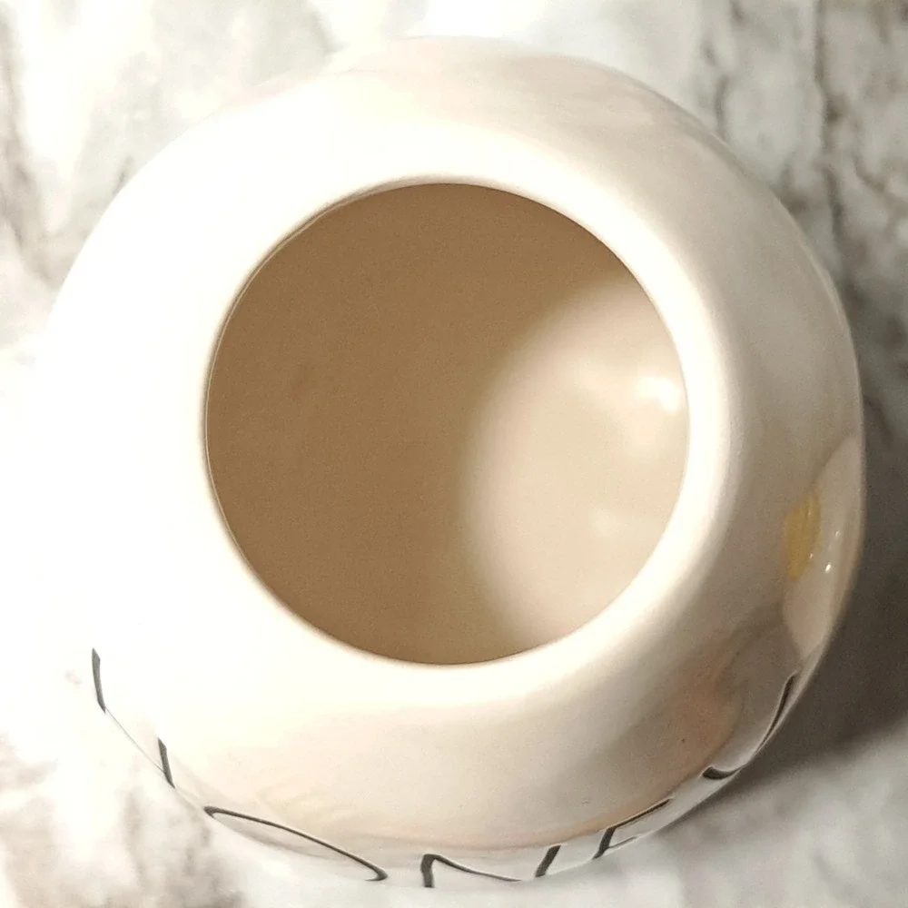 Rae Dunn Ceramic HONEY‎ Pot/ Jar With Wooden Honey Dipper  & Yellow Bee Lid